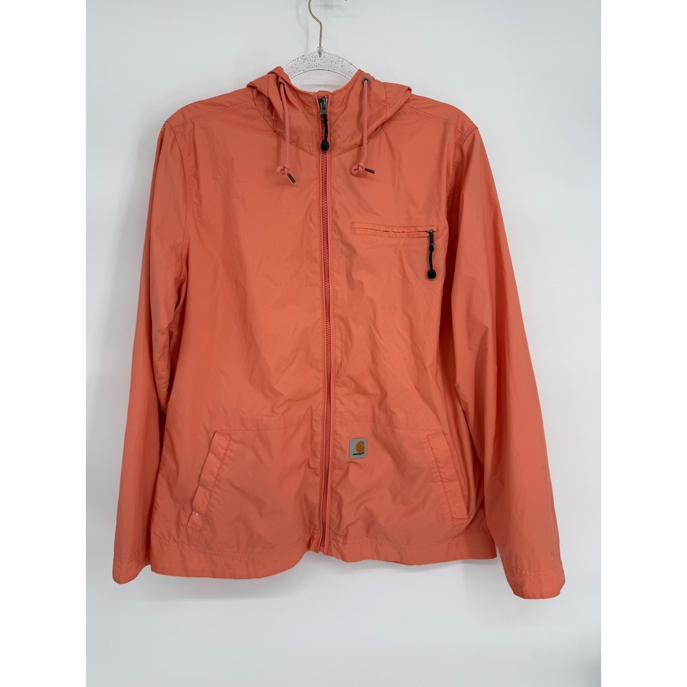 Carhartt Kids Salmon Coral Hooded Windbreaker Jacket Sz M 8/10
